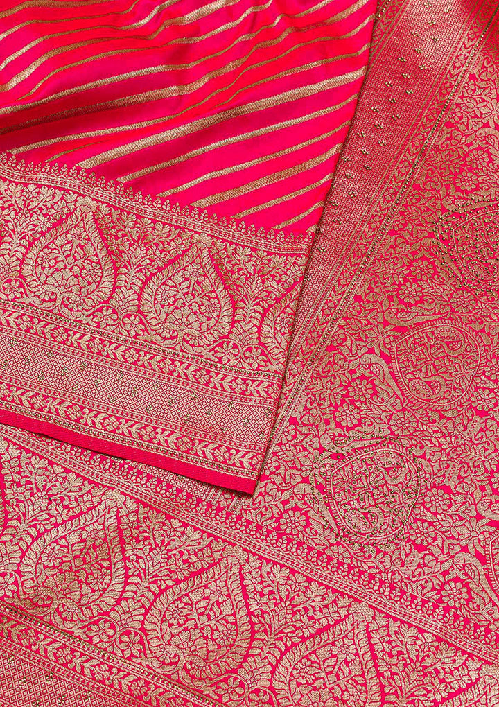 Pink Zari Work Banarasi  Saree-Koskii