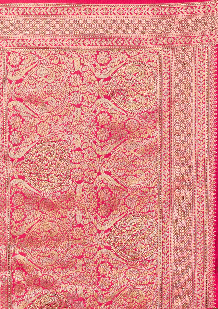 Pink Zariwork Banarasi Designer Saree - Koskii
