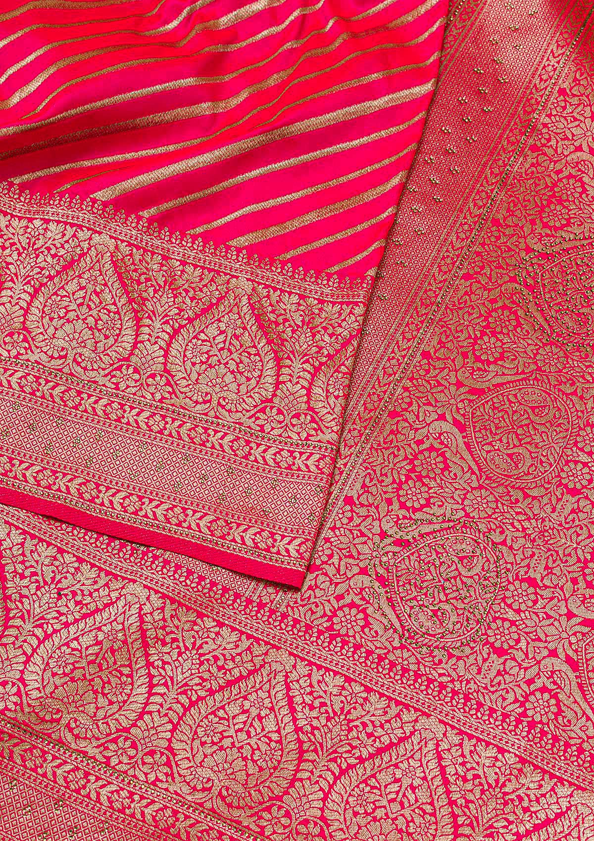 Pink Zari Work Banarasi  Saree-Koskii