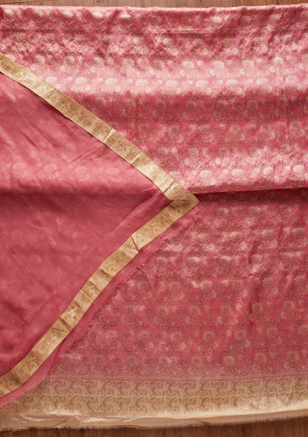 Pink Zariwork Brocade Designer Unstitched Salwar Suit - koskii