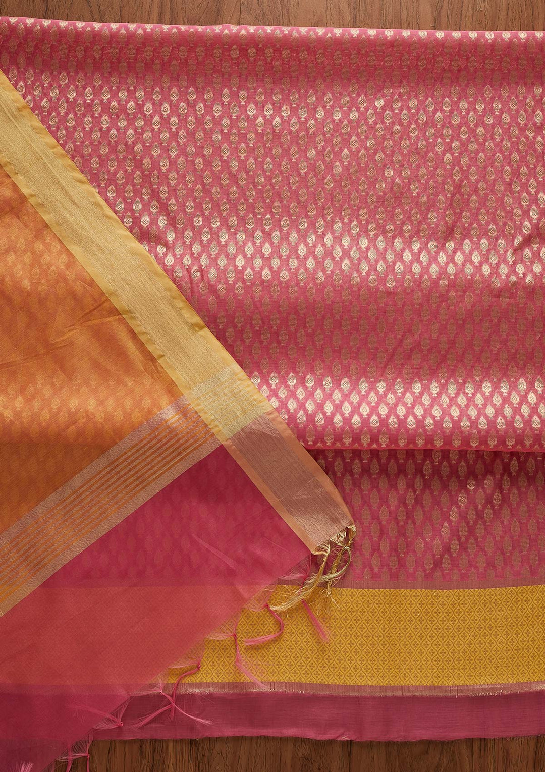 Pink Zariwork Brocade Designer Unstitched Salwar Suit - Koskii