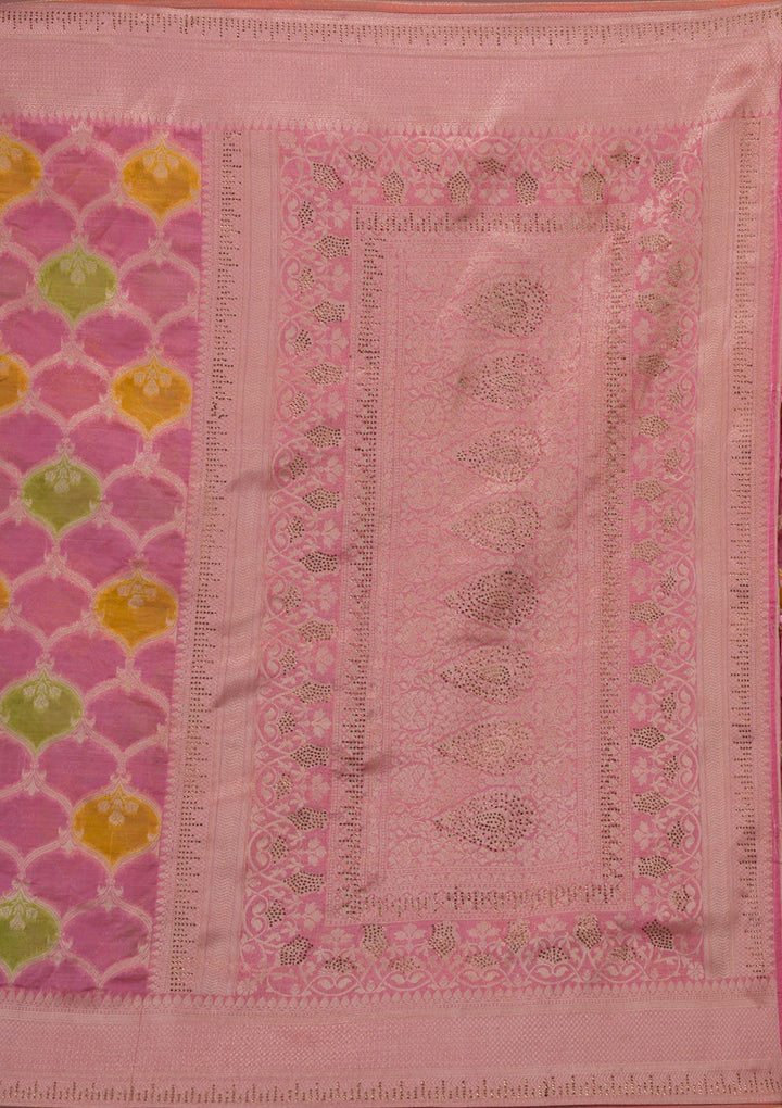 Pink Zariwork Brocade Saree-Koskii