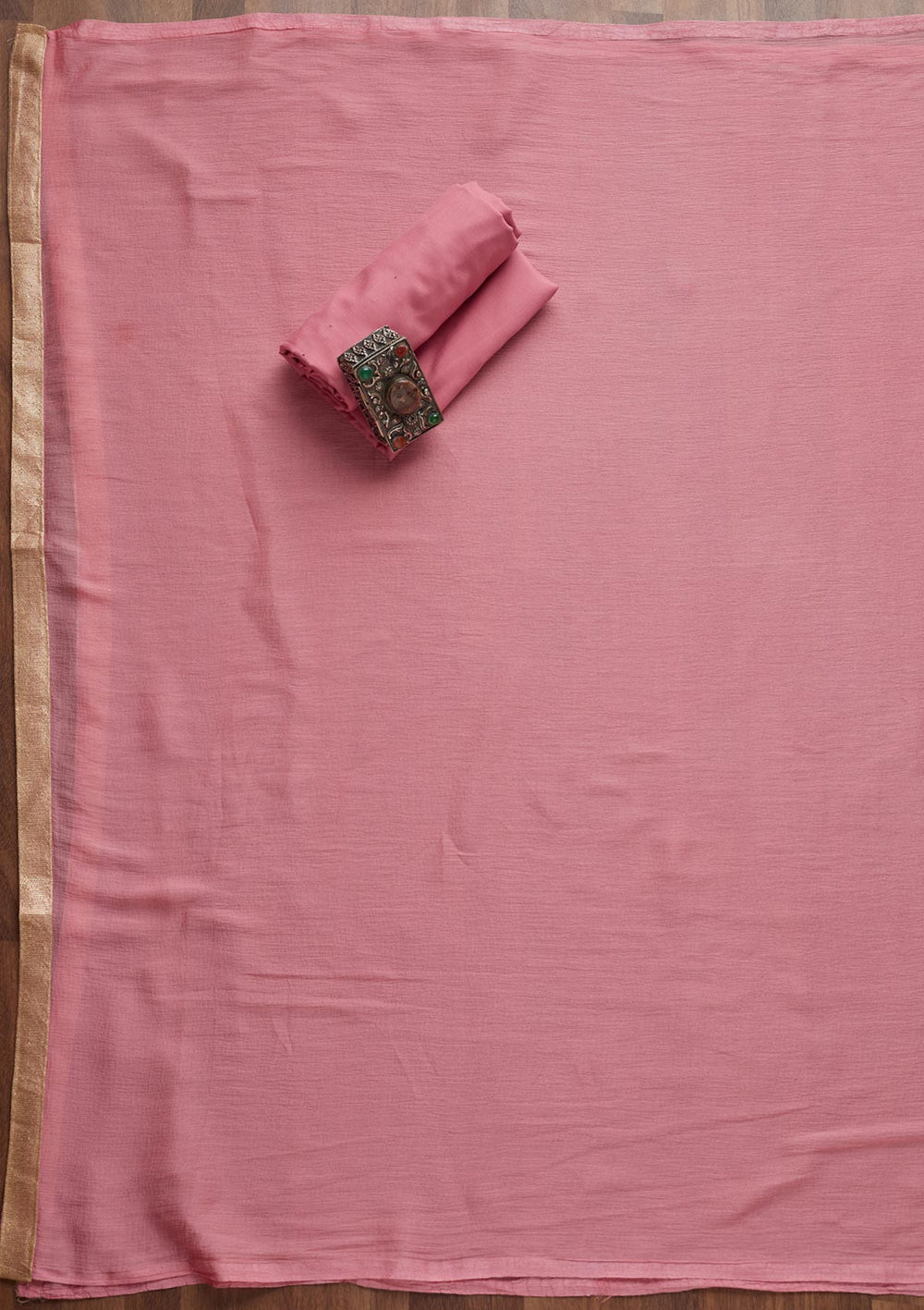 Pink Zariwork Chanderi Unstitched Salwar Suit - Koskii