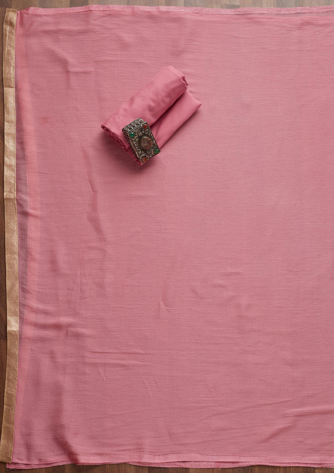 Pink Zariwork Chanderi Unstitched Salwar Suit - Koskii