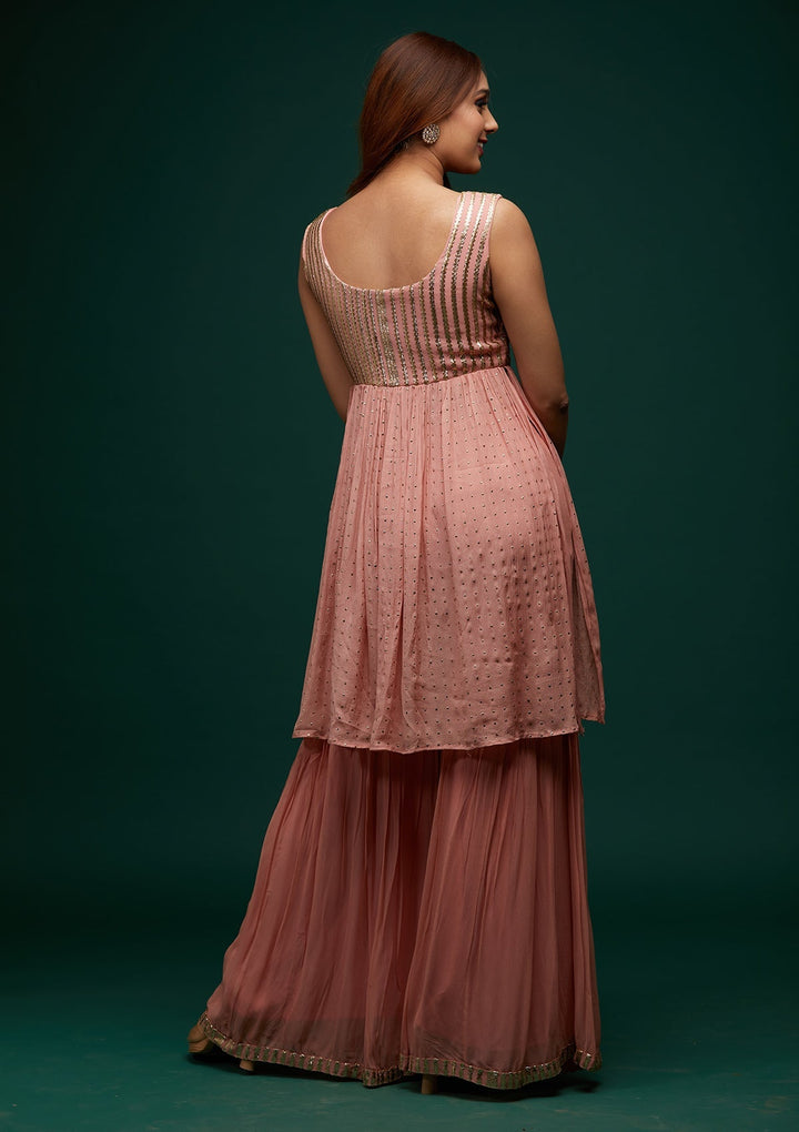 Pink Zariwork Georgette Designer Salwar Suit - Koskii