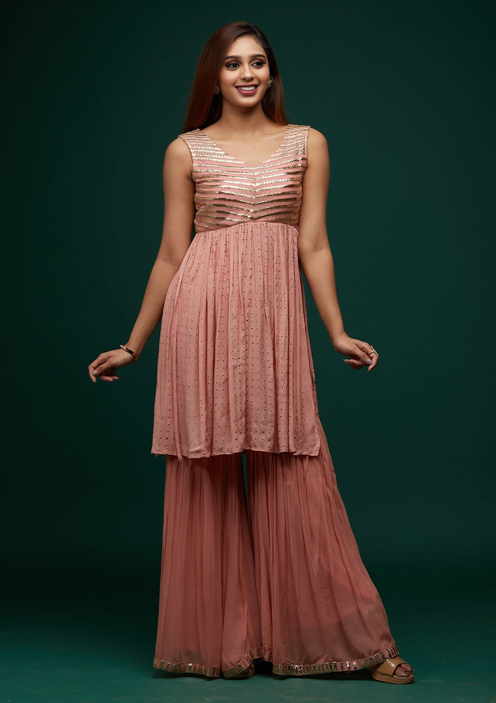 Pink Zariwork Georgette Designer Salwar Suit - Koskii