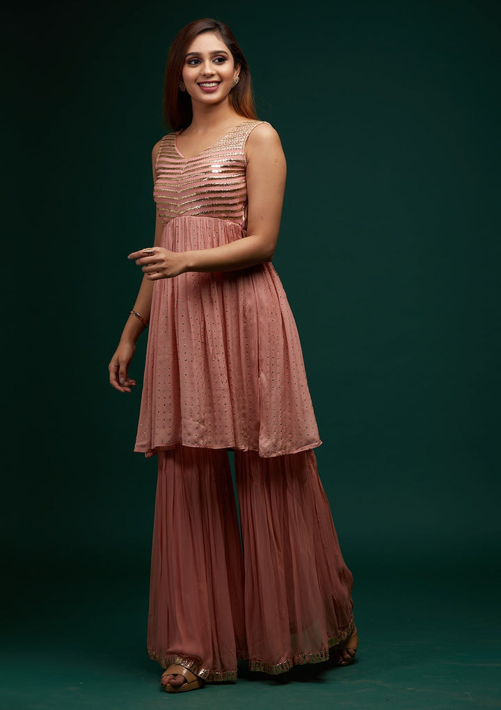 Pink Zariwork Georgette Designer Salwar Suit - Koskii