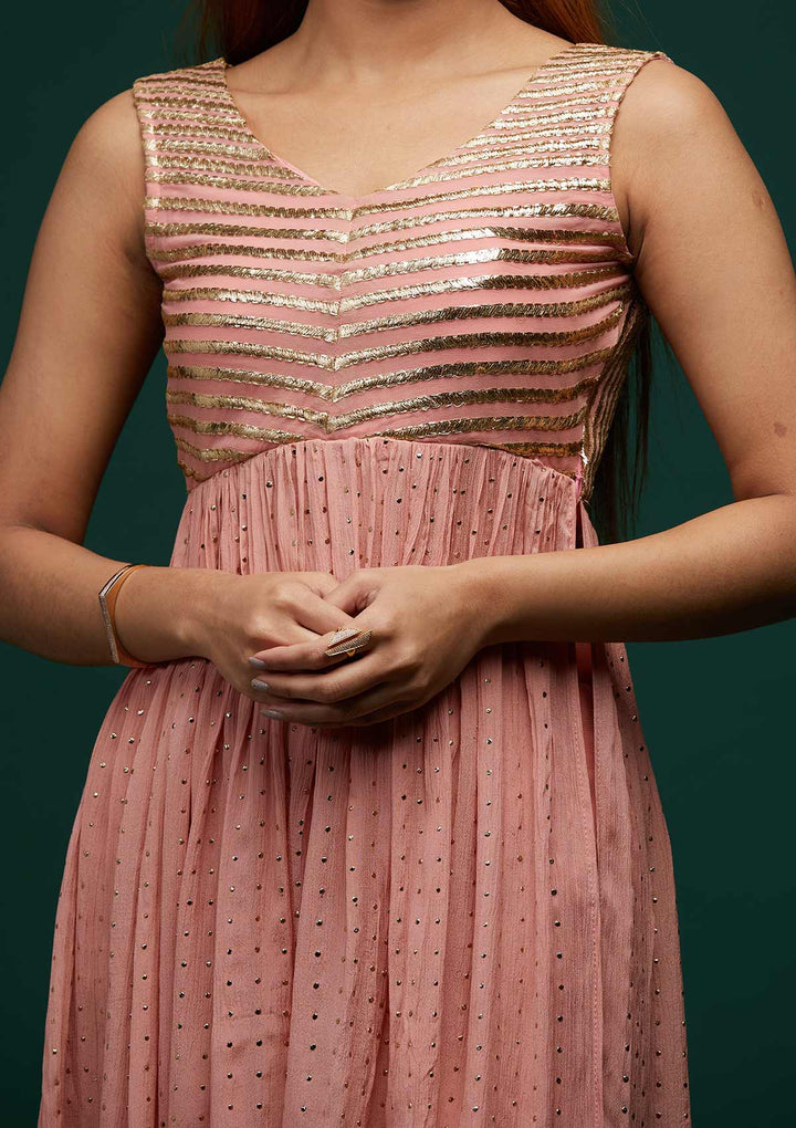 Pink Zariwork Georgette Designer Salwar Suit - Koskii