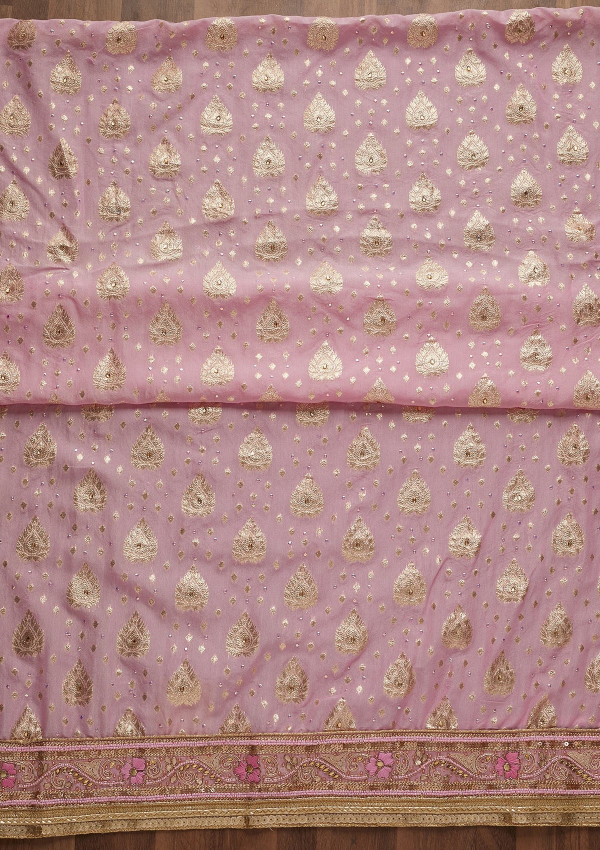 Pink Zariwork Georgette Semi-Stitched Salwar Suit-Koskii