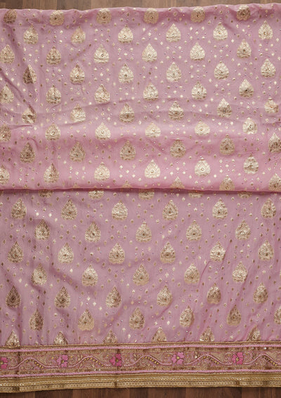 Pink Zariwork Georgette Semi-Stitched Salwar Suit-Koskii
