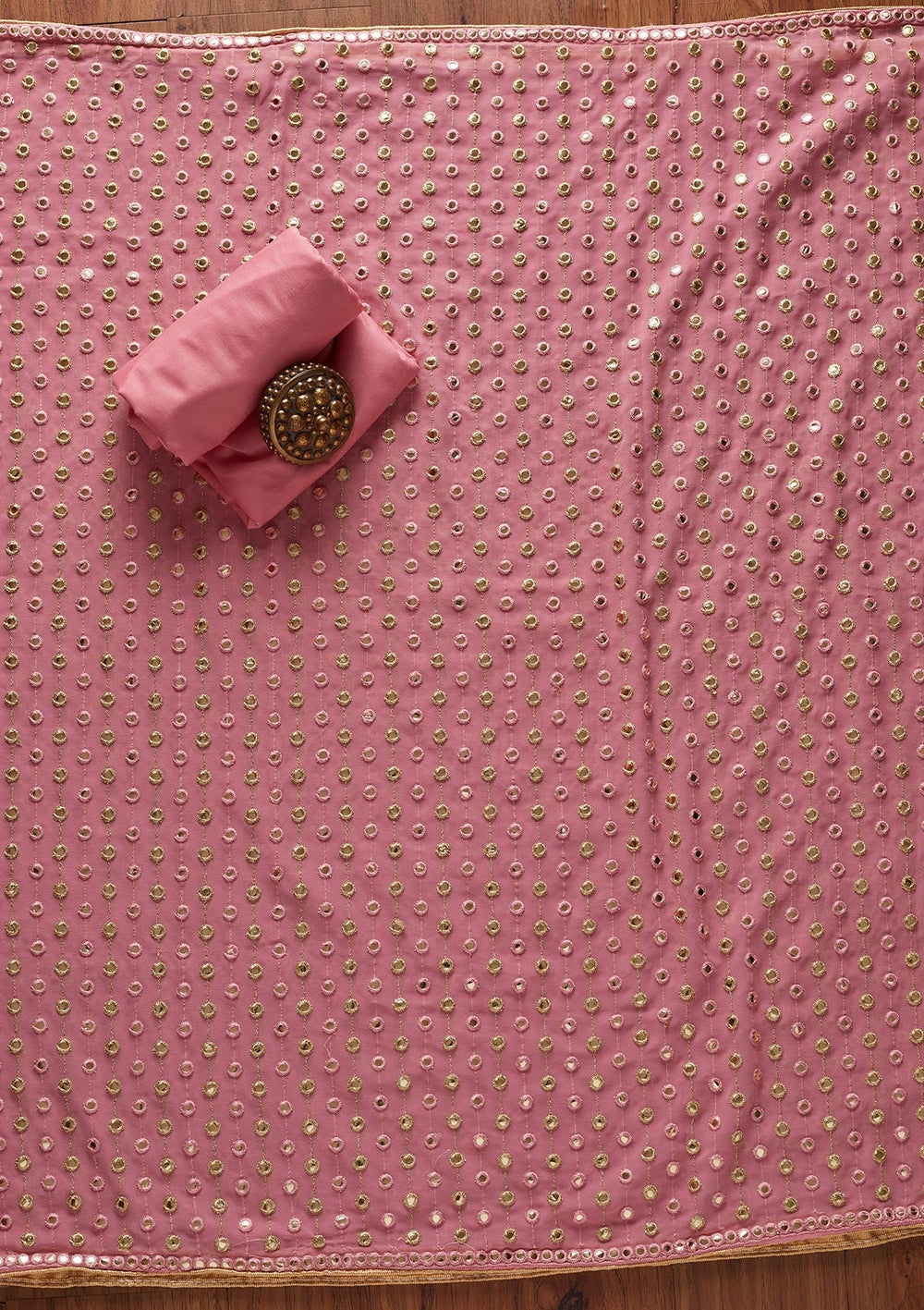 Pink Zariwork Georgette Designer Unstitched Salwar Suit - koskii