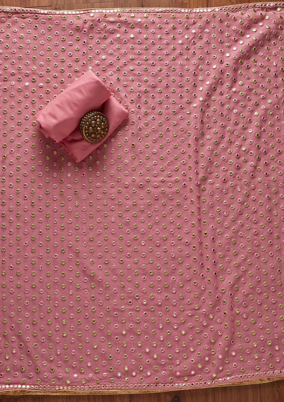 Pink Zariwork Georgette Designer Unstitched Salwar Suit - koskii