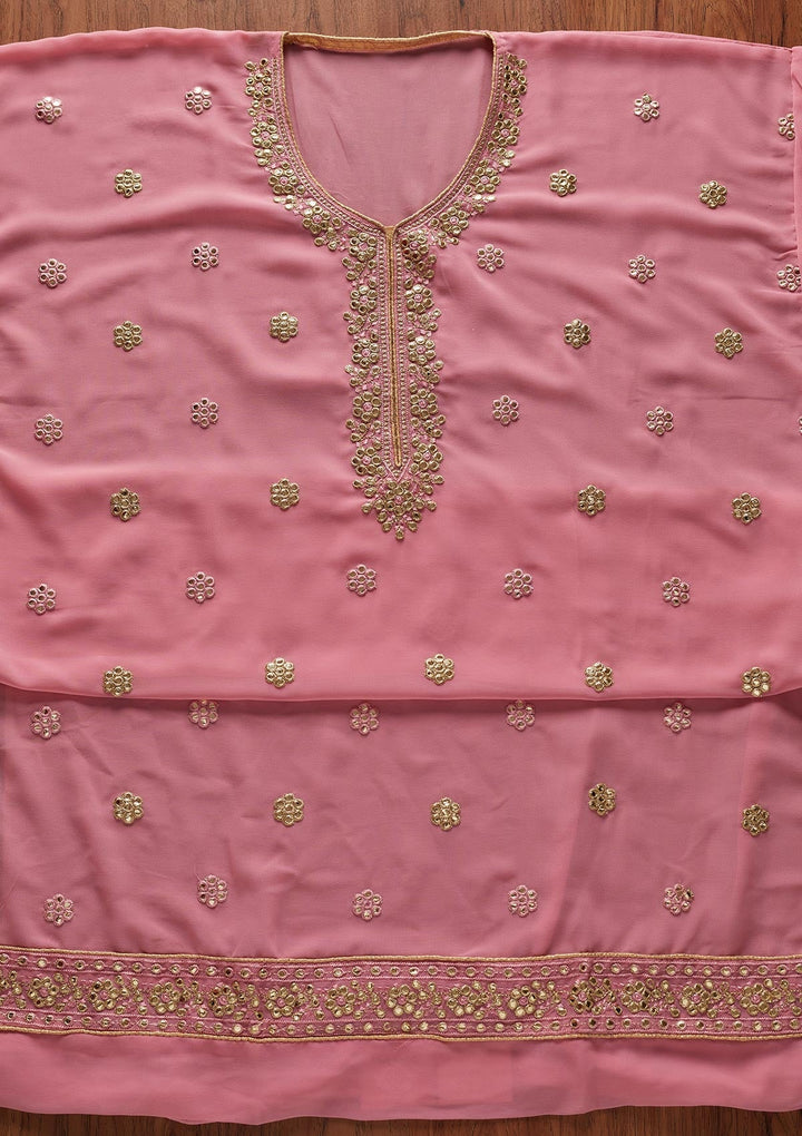Pink Zariwork Georgette Designer Unstitched Salwar Suit - koskii