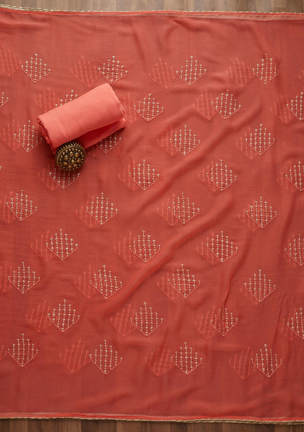 Pink Zariwork Georgette Unstitched Salwar Suit-Koskii