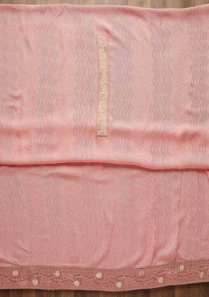 Pink Zariwork Georgette Unstitched Salwar Suit-Koskii