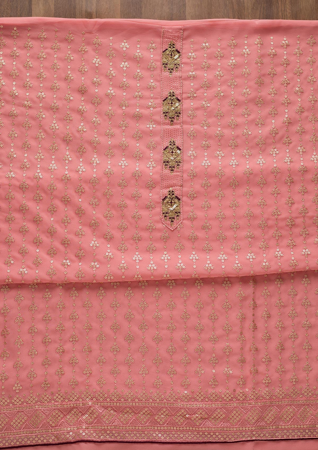 Pink Zariwork Georgette Unstitched Salwar Suit-Koskii