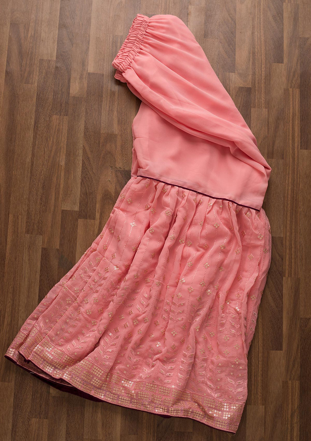 Pink Zariwork Georgette Unstitched Salwar Suit-Koskii