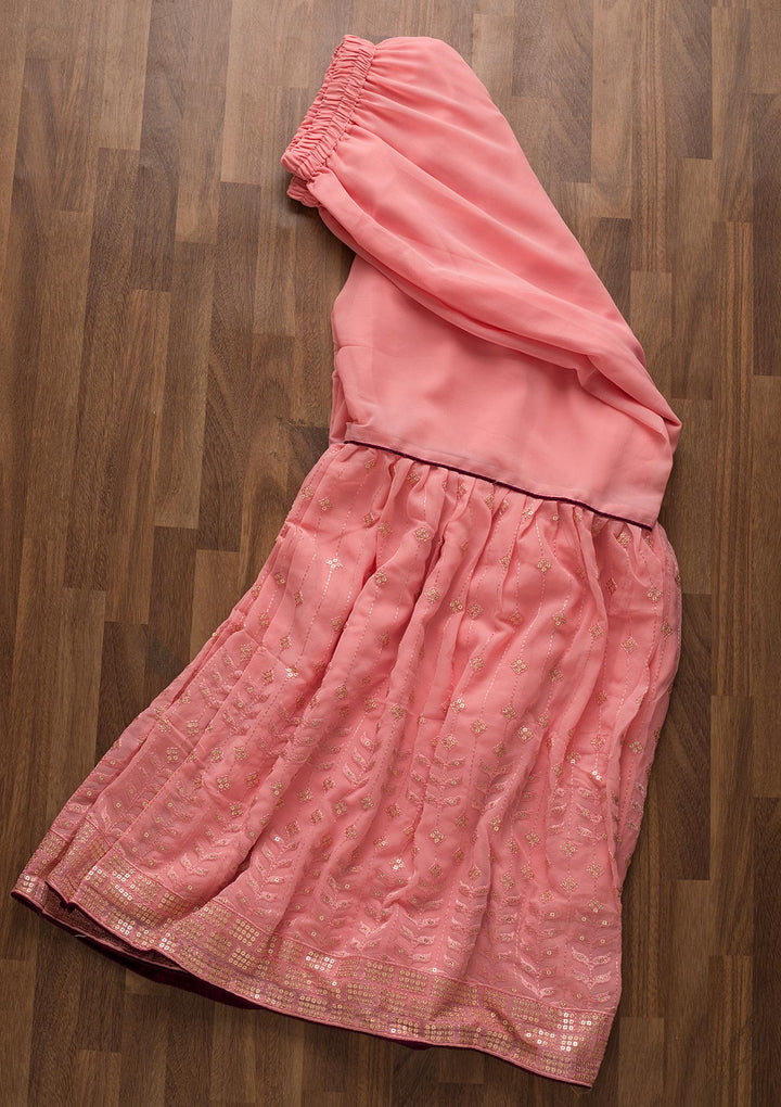 Pink Zariwork Georgette Unstitched Salwar Suit-Koskii