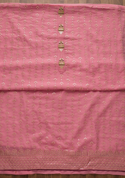 Pink Zariwork Georgette Unstitched Salwar Suit-Koskii