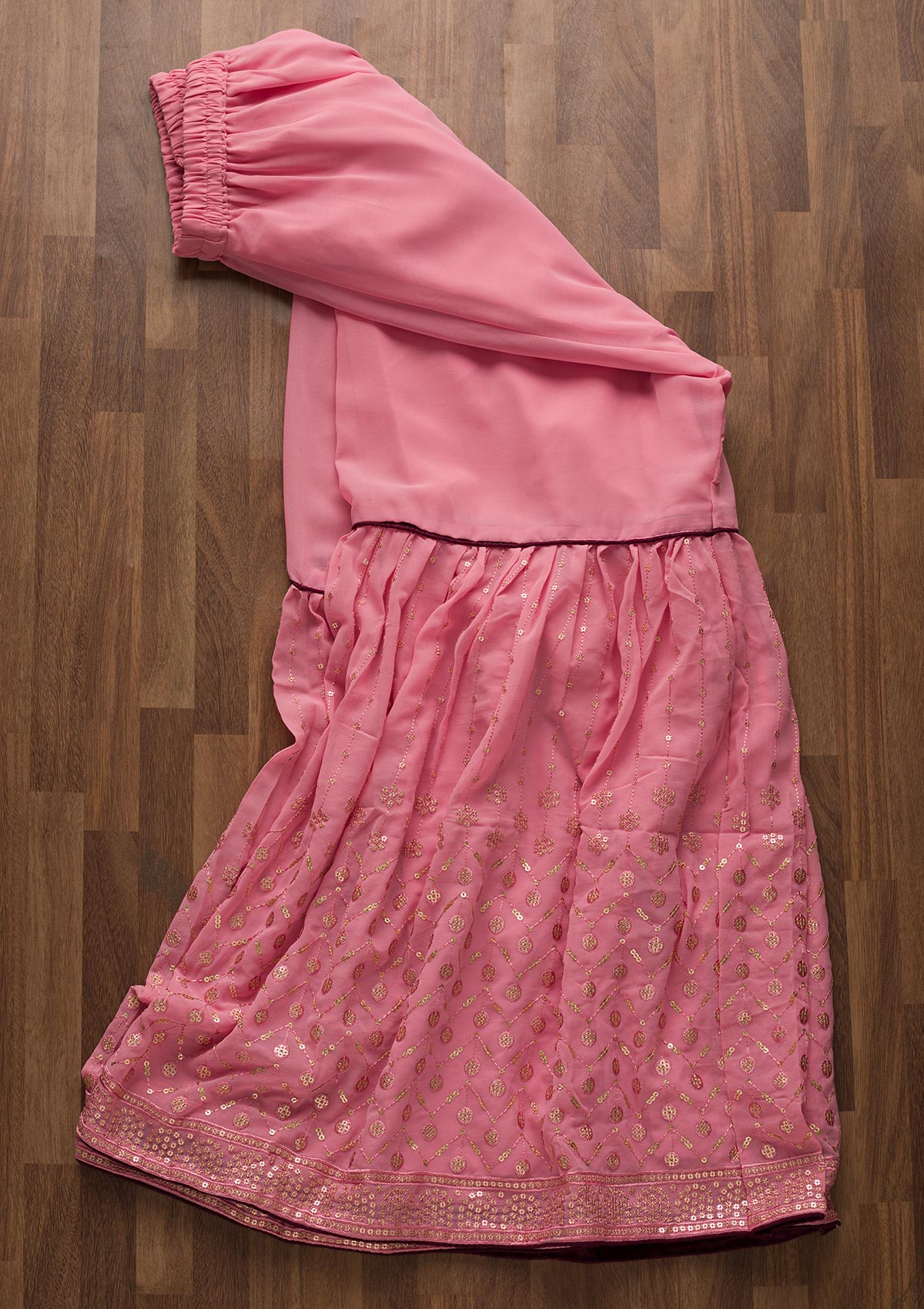Pink Zariwork Georgette Unstitched Salwar Suit-Koskii