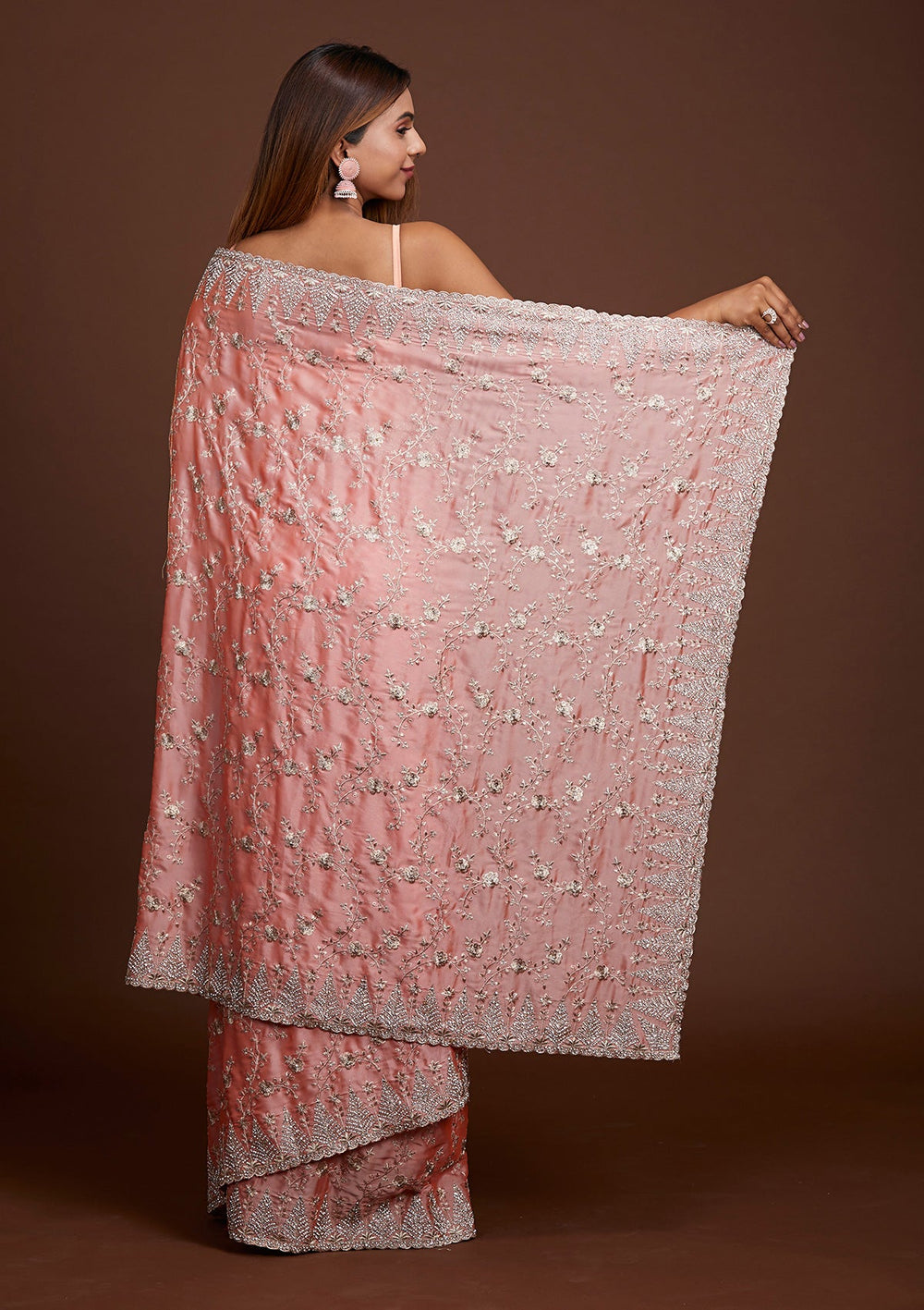 Pink Zariwork Georgette Saree-Koskii