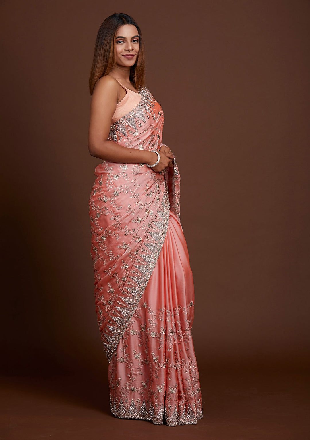 Pink Zariwork Georgette Saree-Koskii