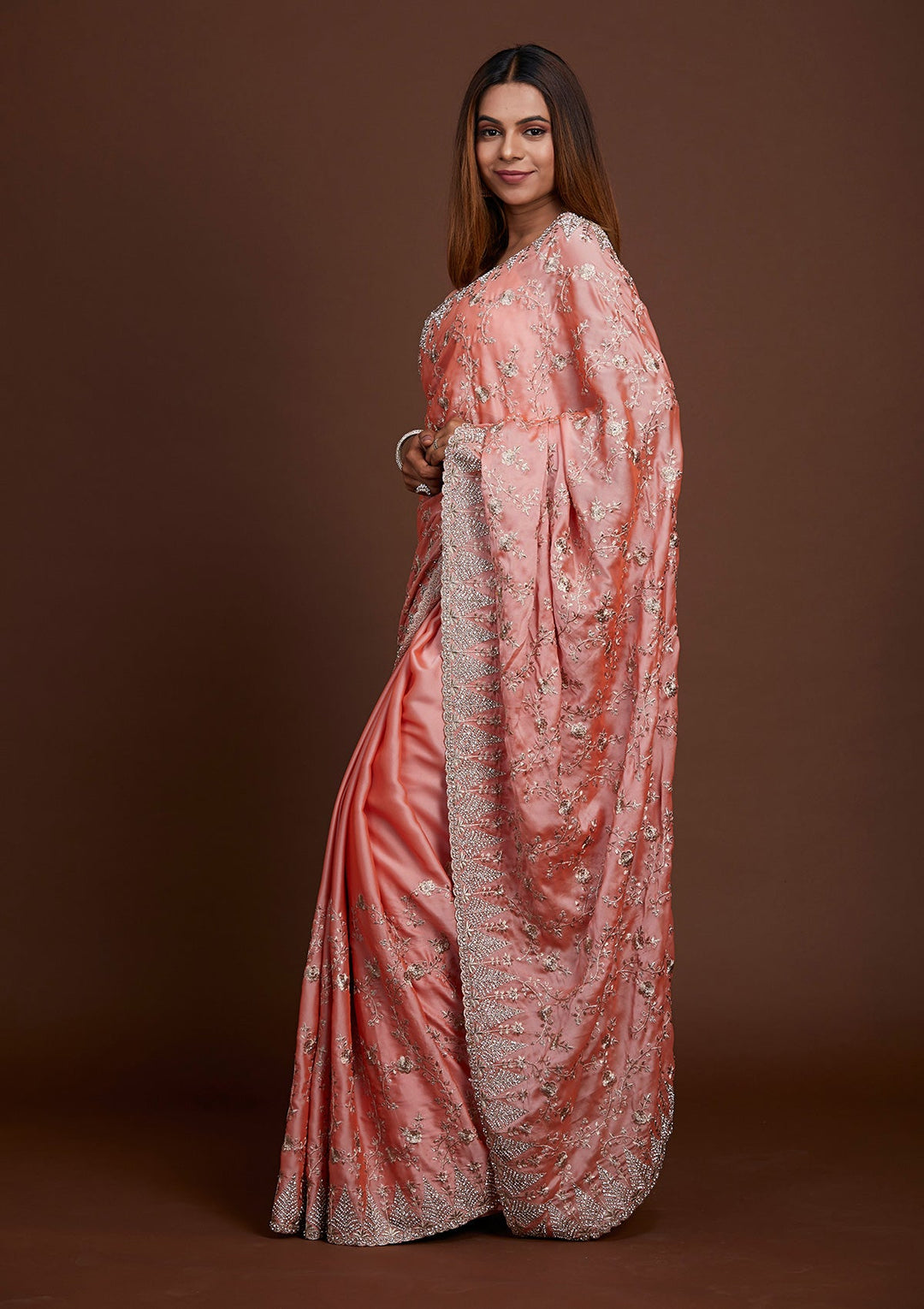 Pink Zariwork Georgette Saree-Koskii