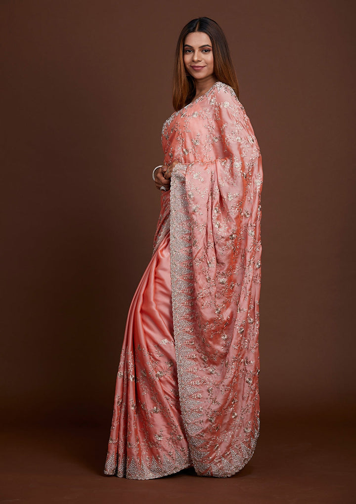 Pink Zariwork Georgette Saree-Koskii