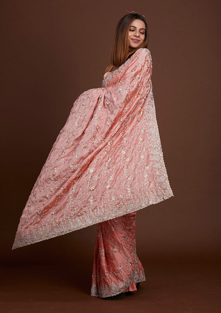 Pink Zariwork Georgette Saree-Koskii