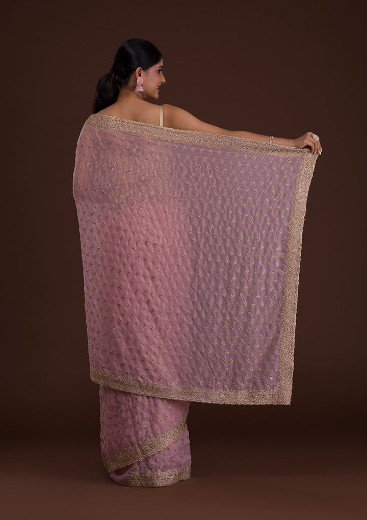 Pink Zariwork Georgette Saree-Koskii