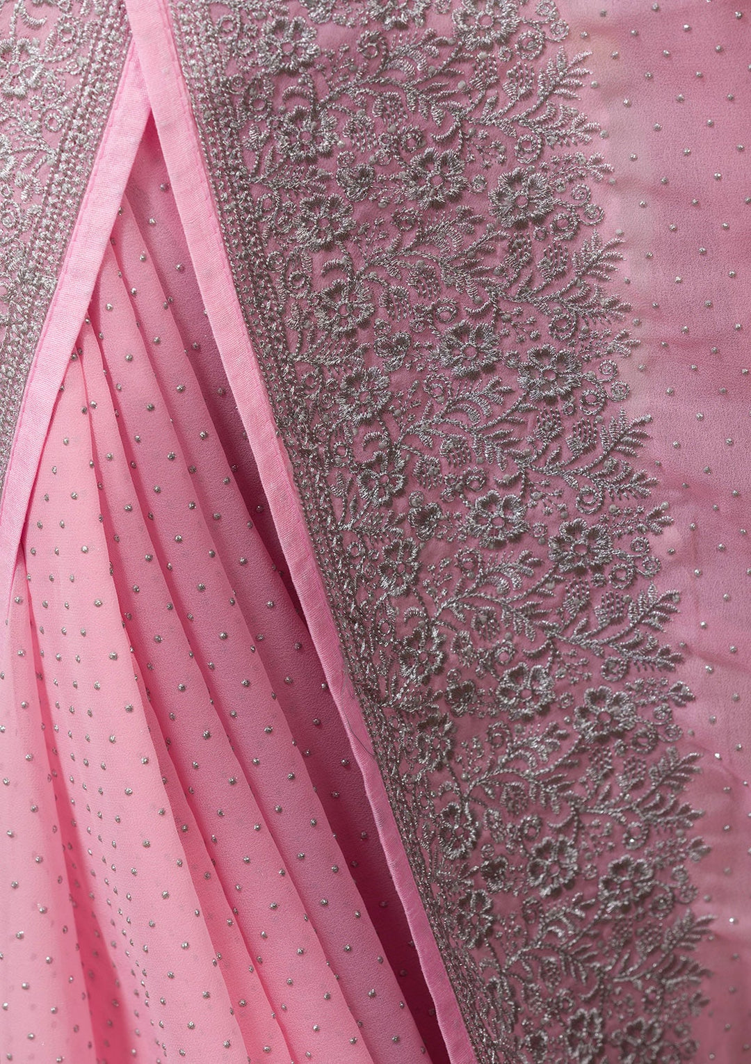 Pink Zariwork Georgette Saree-Koskii