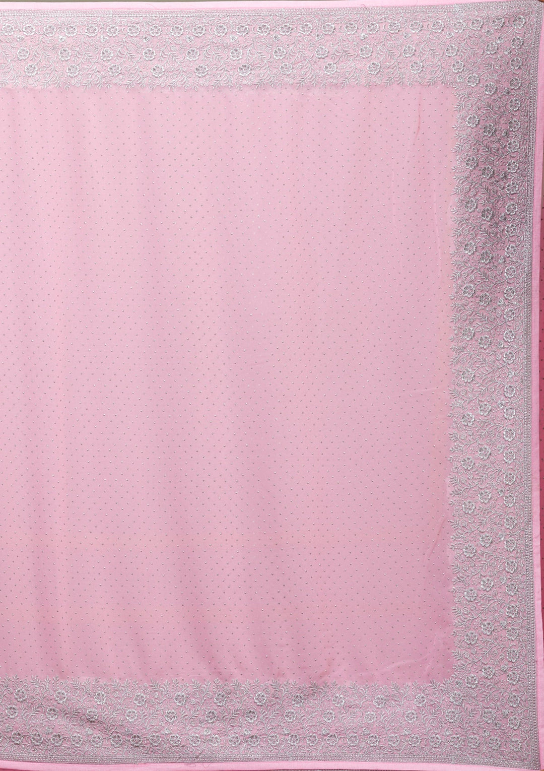 Pink Zariwork Georgette Saree-Koskii