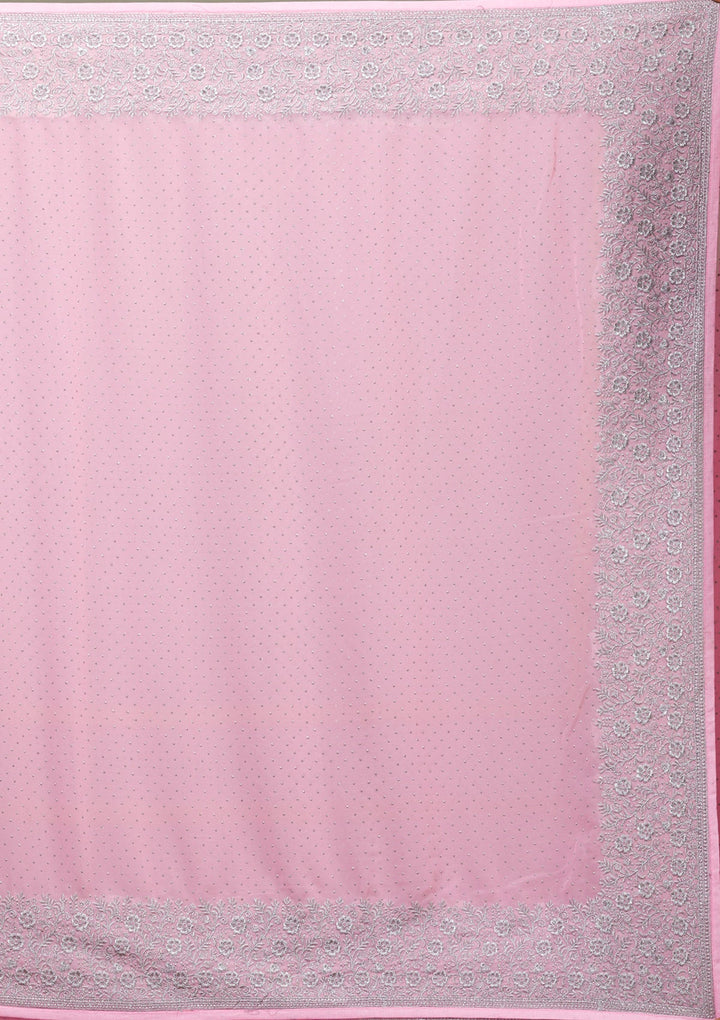 Pink Zariwork Georgette Saree-Koskii