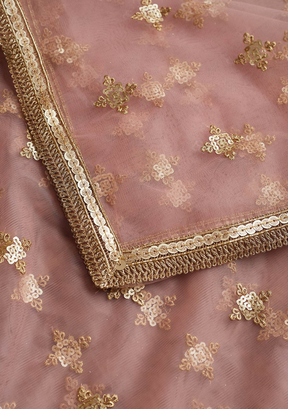 Pink Zariwork Net Readymade Dupatta-Koskii