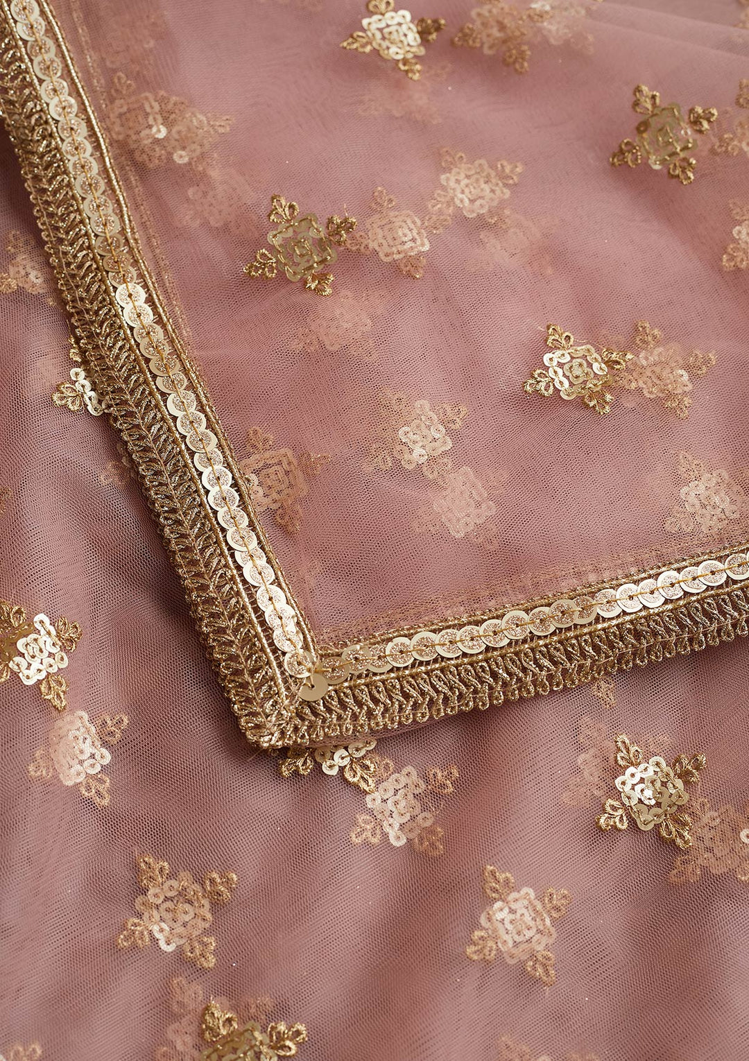 Pink Zariwork Net Readymade Dupatta-Koskii