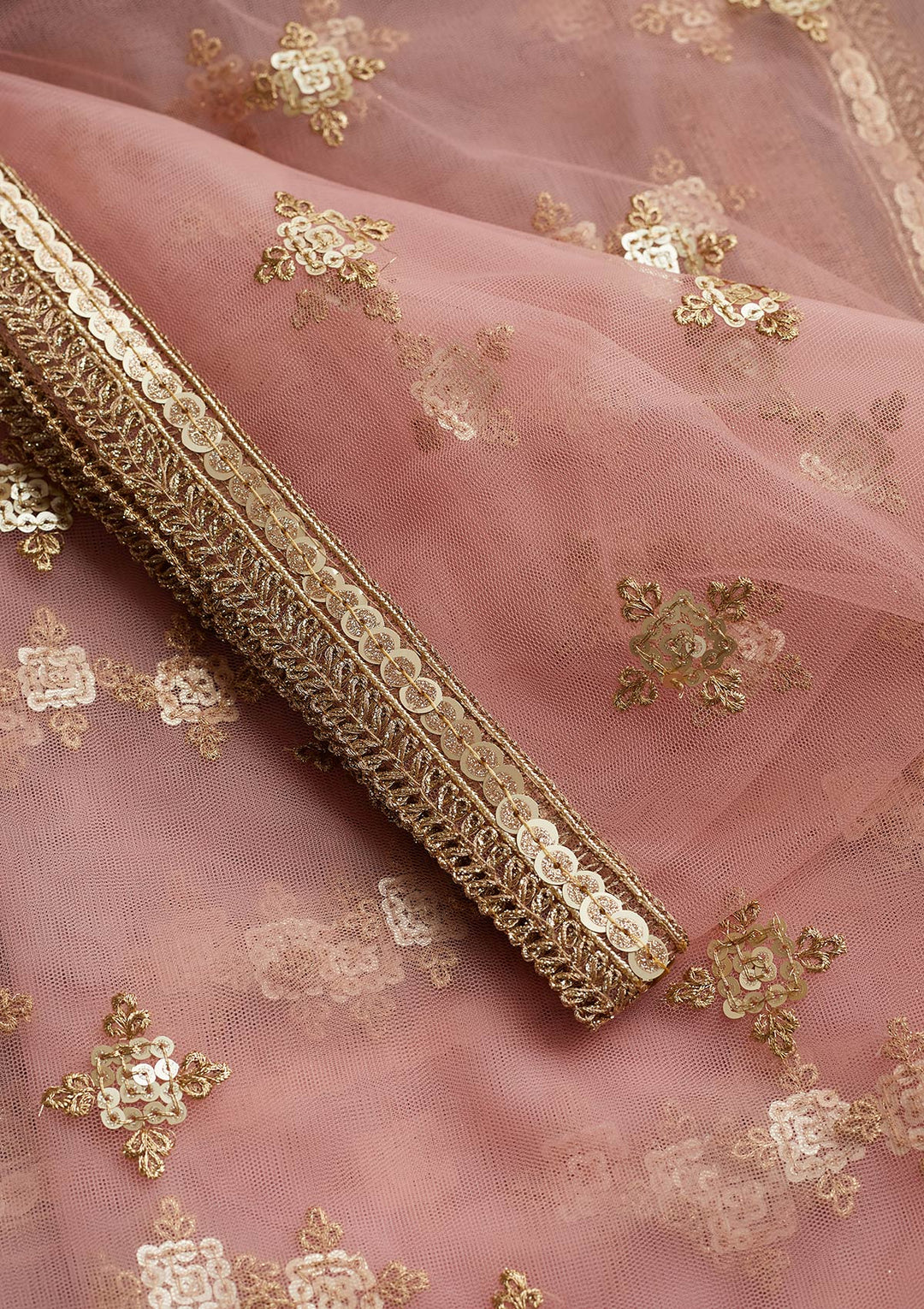 Pink Zariwork Net Readymade Dupatta-Koskii