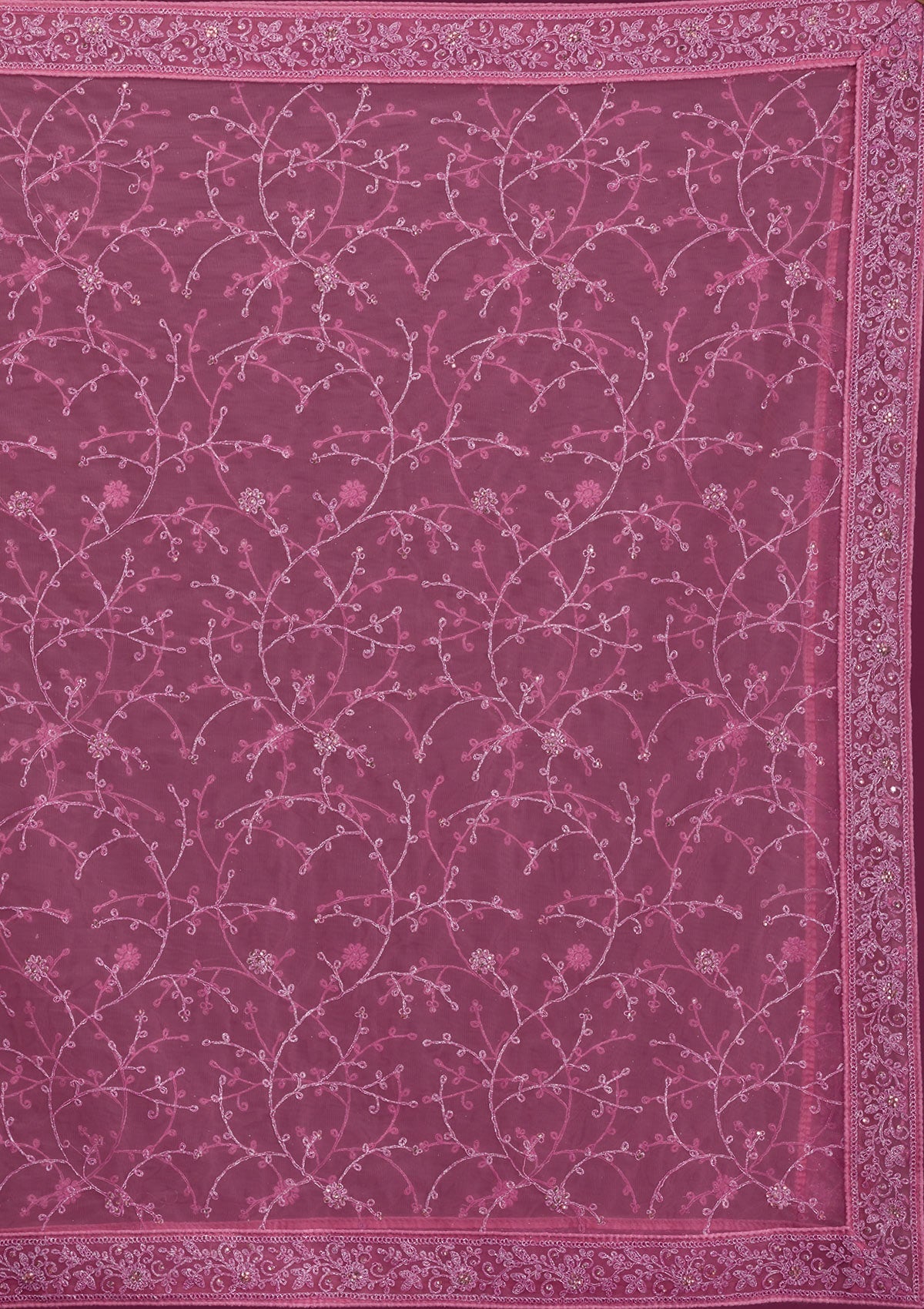 Pink Zariwork Net Semi Stitched Lehenga-Koskii