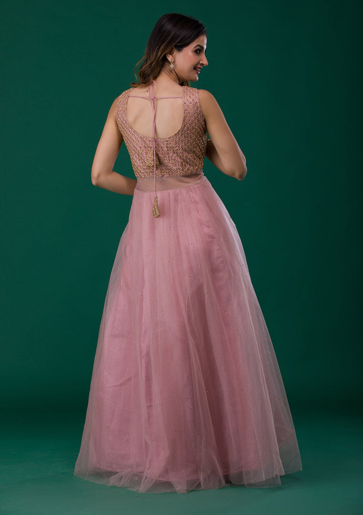 Pink Zariwork Net Designer Gown-Koskii