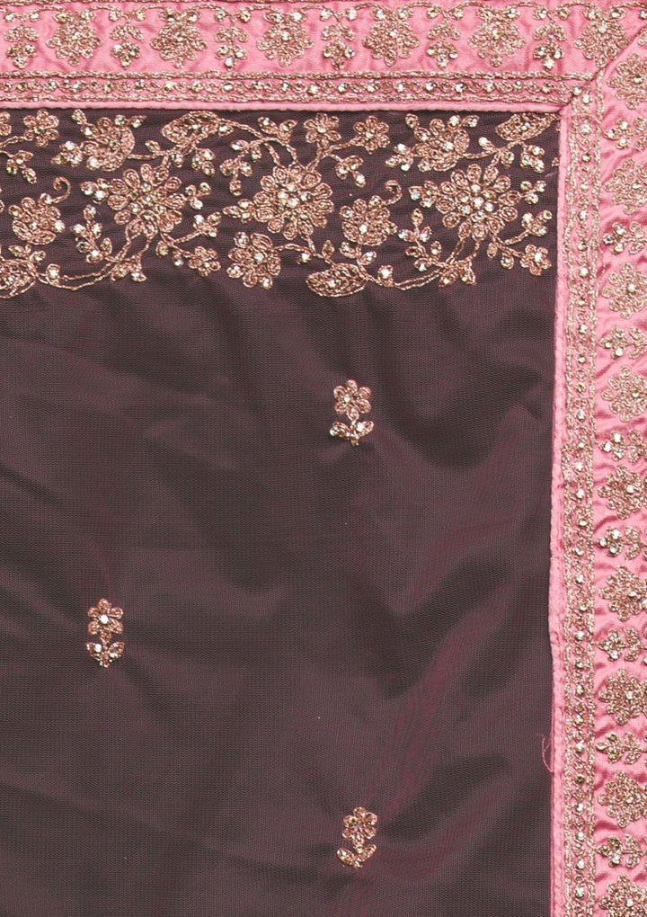 Pink Zariwork Net Lehenga-koskii