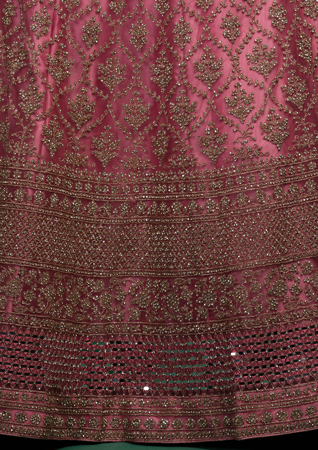 Pink Zariwork Net Lehenga-koskii