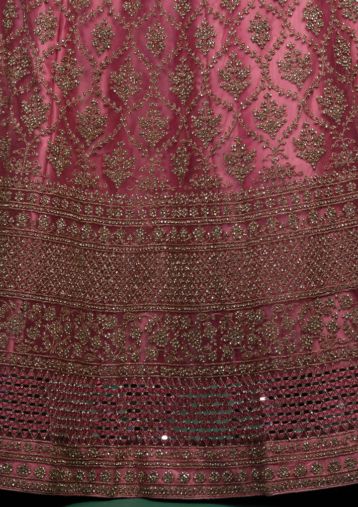 Pink Zariwork Net Lehenga-koskii