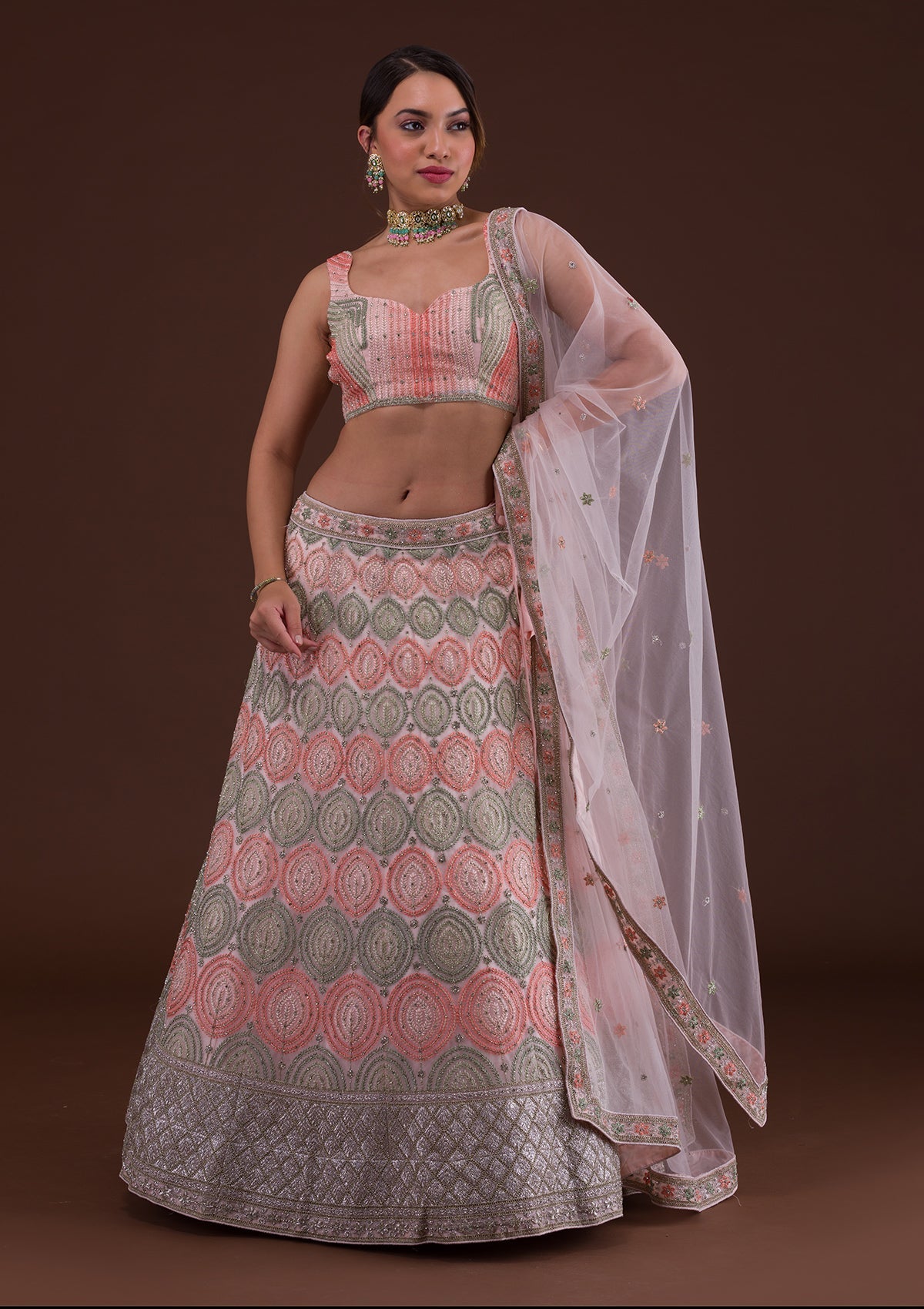 Pink Zariwork Net Designer Lehenga-Koskii