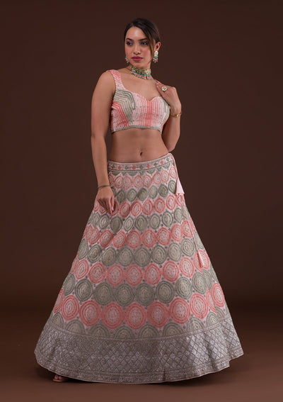 Pink Zariwork Net Designer Lehenga-Koskii