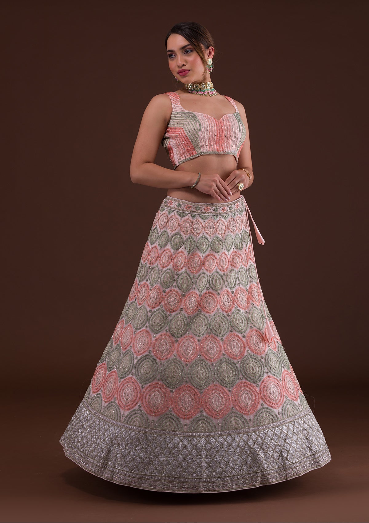 Pink Zariwork Net Designer Lehenga-Koskii