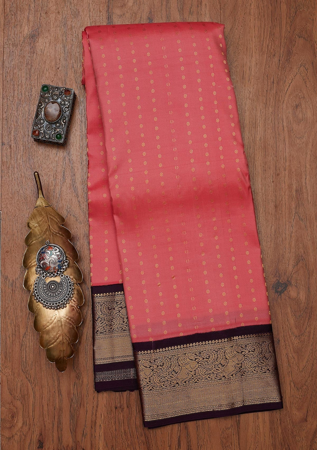 Pink Zariwork Pure Silk Designer Unstitched Saree - Koskii