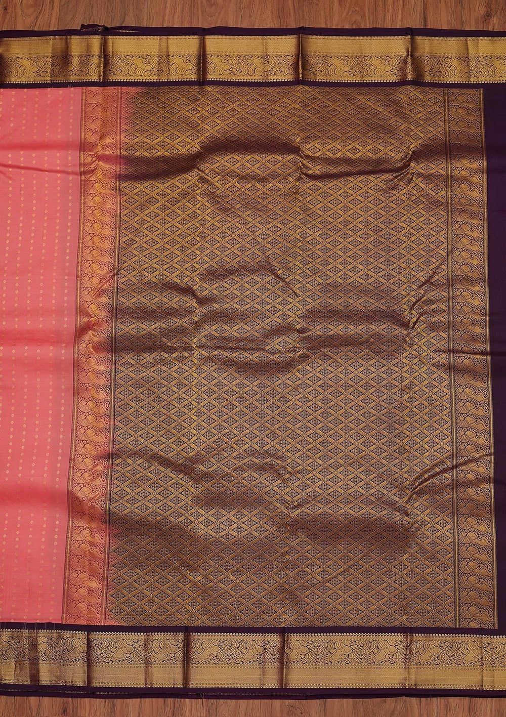 Pink Zariwork Pure Silk Designer Unstitched Saree - Koskii