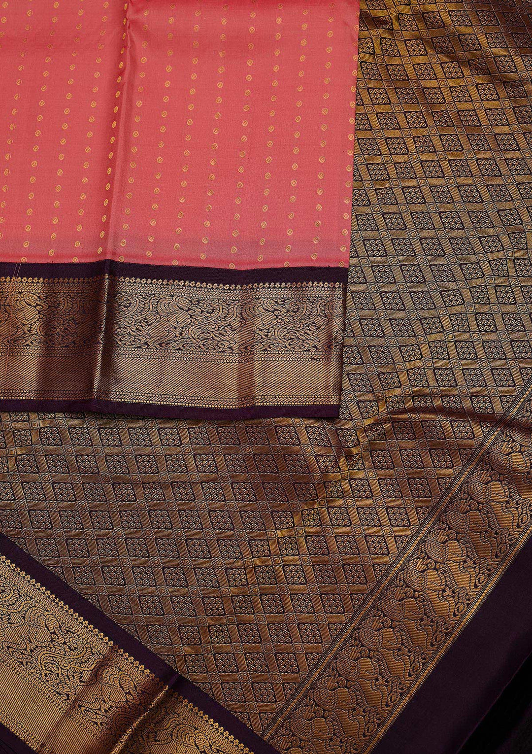 Pink Zariwork Pure Silk Designer Unstitched Saree - Koskii