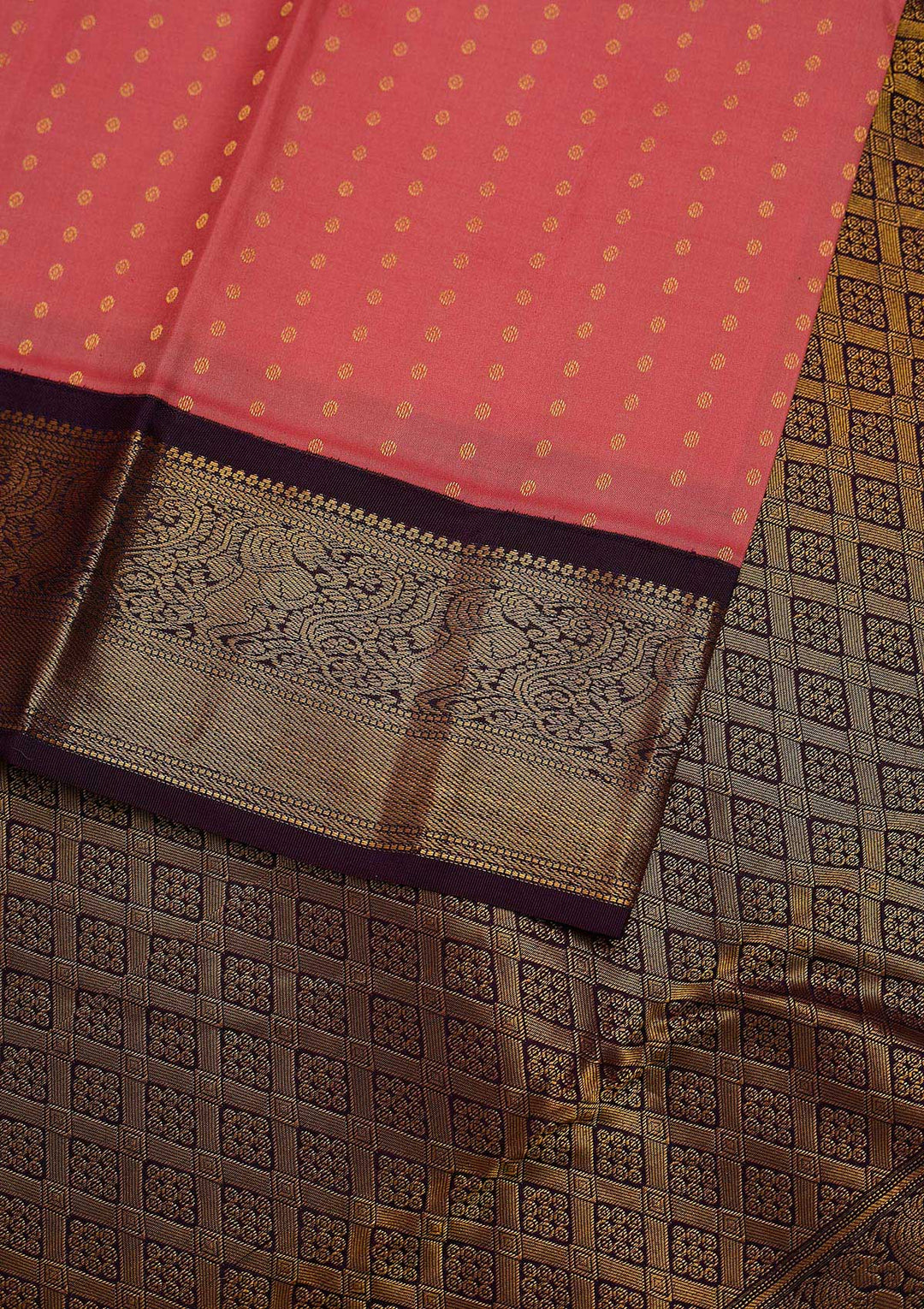 Pink Zariwork Pure Silk Designer Unstitched Saree - Koskii