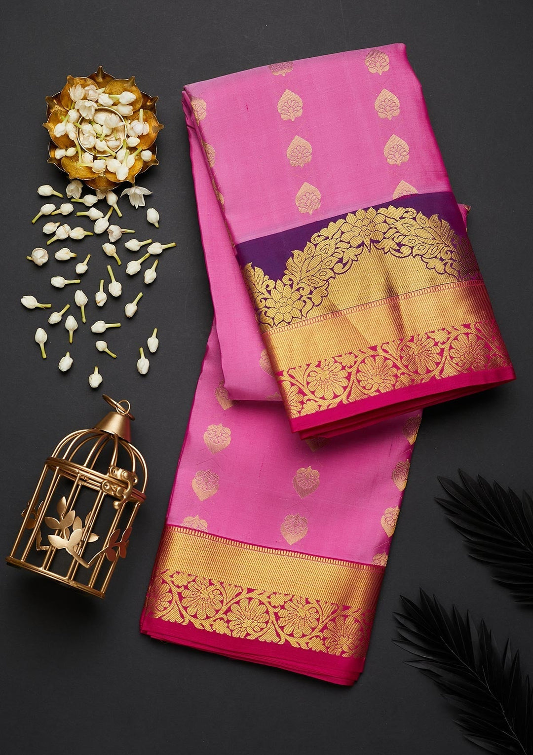Pink Zariwork Pure Silk Designer Saree - Koskii