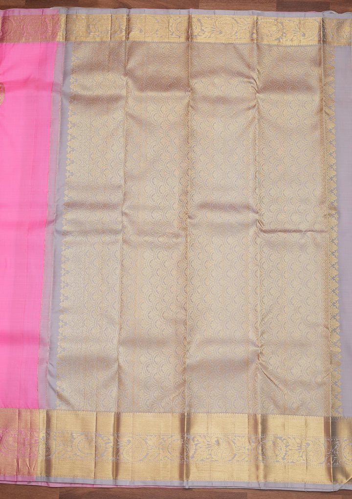 Pink Zariwork Pure Silk Designer Saree - Koskii